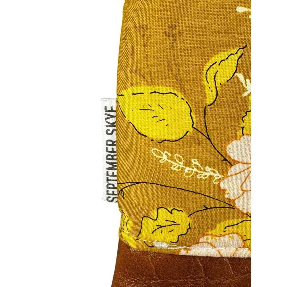 September Skye Floral Crossbody Bag Mustard Yellow Boho Purse Faux Leather - Picture 3 of 10